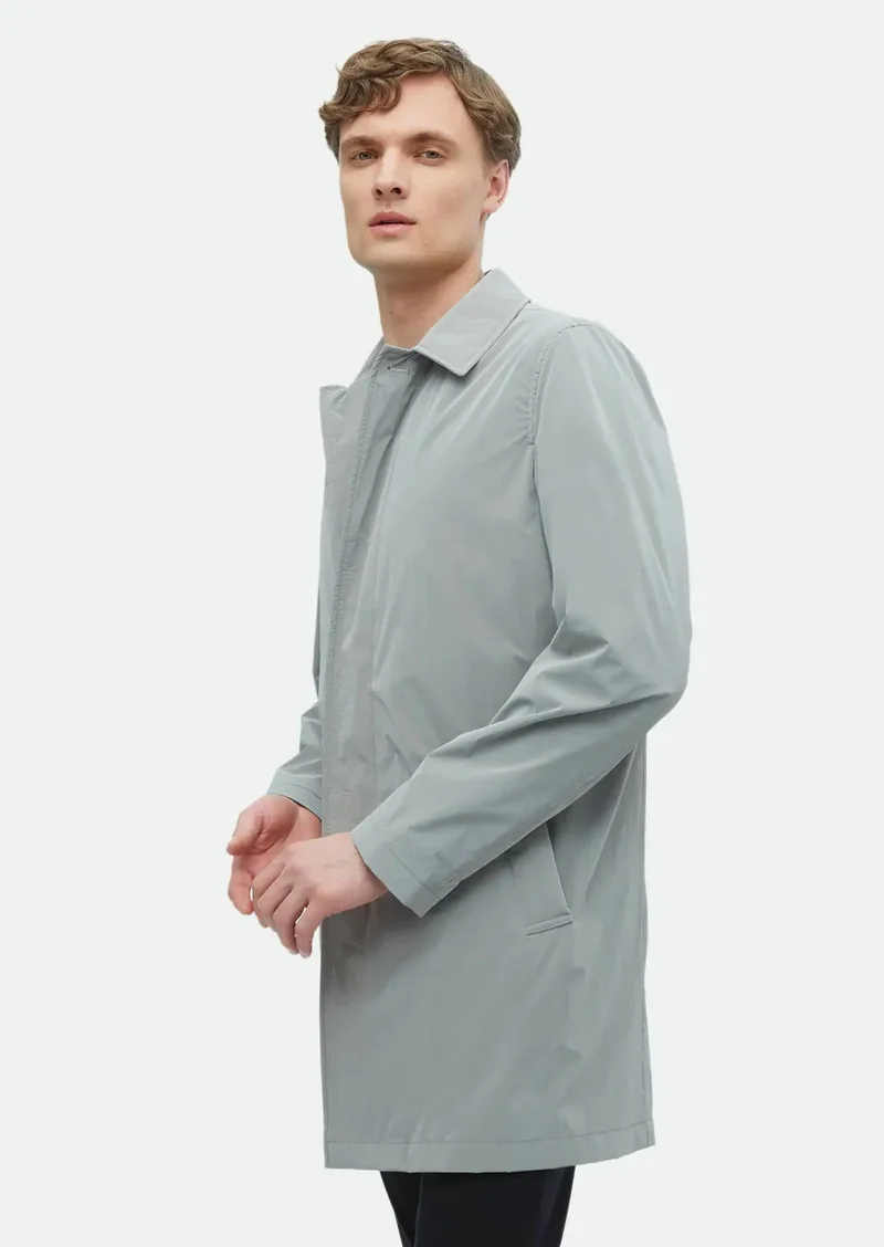 RAMSEY Grey Regular Fit Shirt Collar Casual Weaving Rain Coat