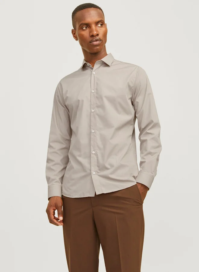 JACK & JONES Jack & Jones Solid Slim Fit Shirt with Button Placket