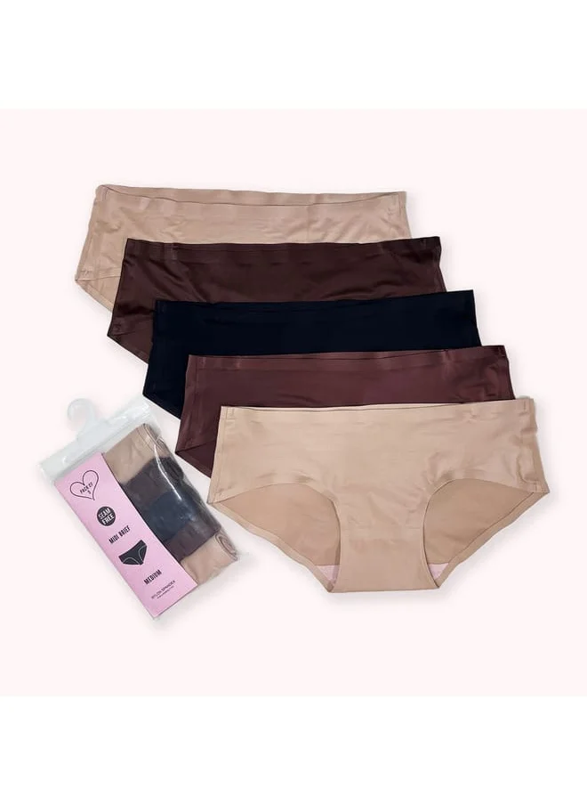 Aadaraya Aadaraya Assorted Bikini Briefs with Elasticated Waistband - Set of 5