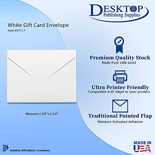 Desktop Publishing Supplies White Florist Size Envelopes - 100 Pack (2 3/8" x 3 5/8") - Image 3