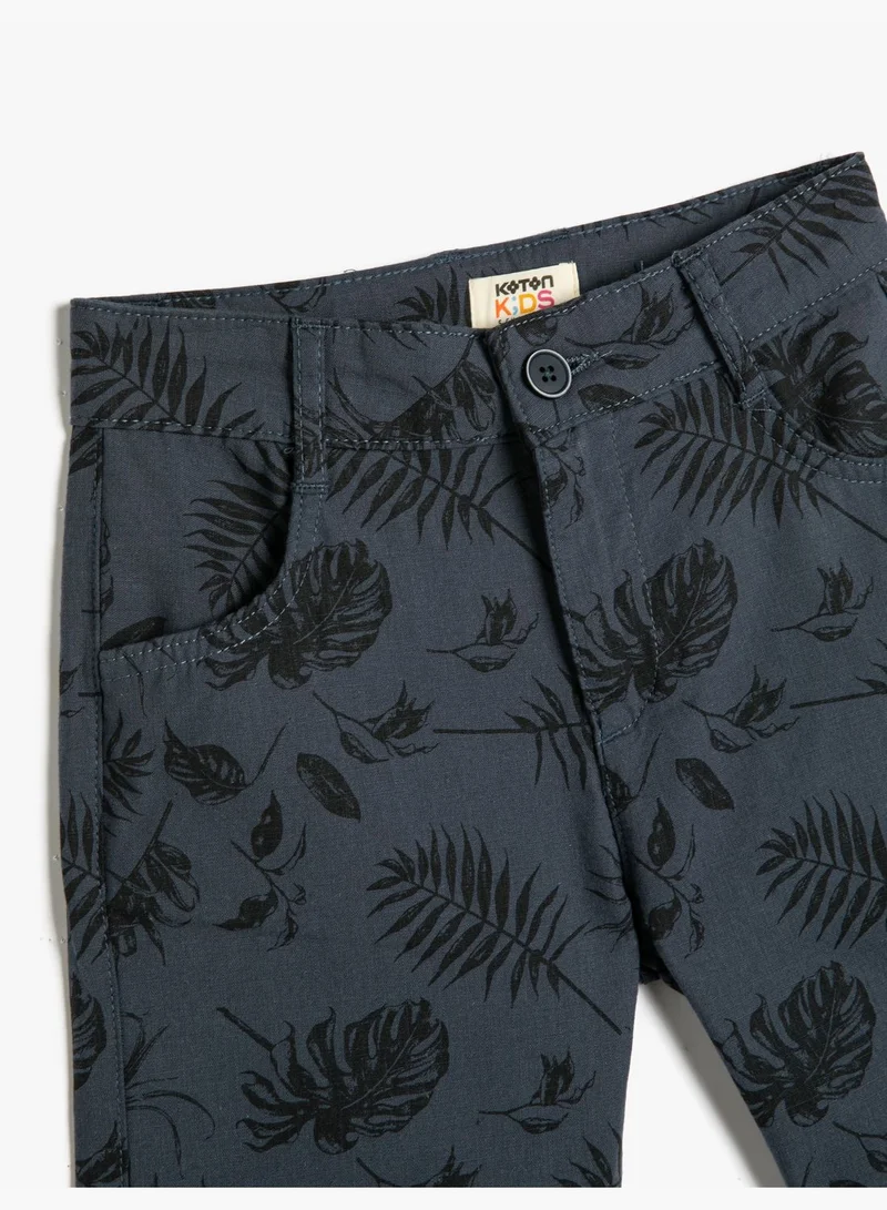 كوتون Chino Shorts Floral Printed Pockets Cotton