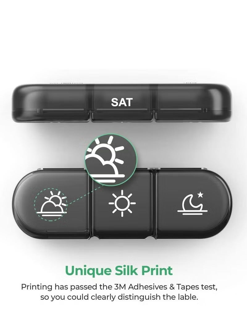 Medicine Box, Weekly Medication Organizer (3 times a day), Portable Travel Medication Organizer (7 days), Black with Privacy Protection, Portable Travel Medication Organizer for Vitamins, Medications, Fish Oil and Supplements. - Image 5