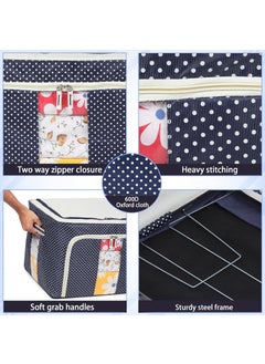 FLEXI MADHAV Flexi Madhav Clothes Organiser For Wardrobe 66 Liter Large Storage Box For Clothes Foldable Steel Frame Wardrobe Organizer Cloth Box With Zipper With Handle Organizer 66 Ltr Pack of 5  - Image 4