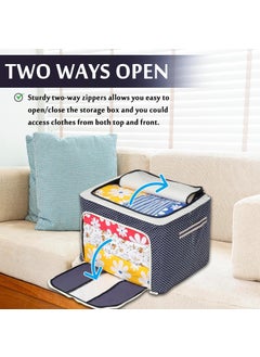 FLEXI MADHAV Flexi Madhav Clothes Organiser For Wardrobe 66 Liter Large Storage Box For Clothes Foldable Steel Frame Wardrobe Organizer Cloth Box With Zipper With Handle Organizer 66 Ltr Pack of 5  - Image 3