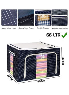 FLEXI MADHAV Flexi Madhav Clothes Organiser For Wardrobe 66 Liter Large Storage Box For Clothes Foldable Steel Frame Wardrobe Organizer Cloth Box With Zipper With Handle Organizer 66 Ltr Pack of 5  - Image 2