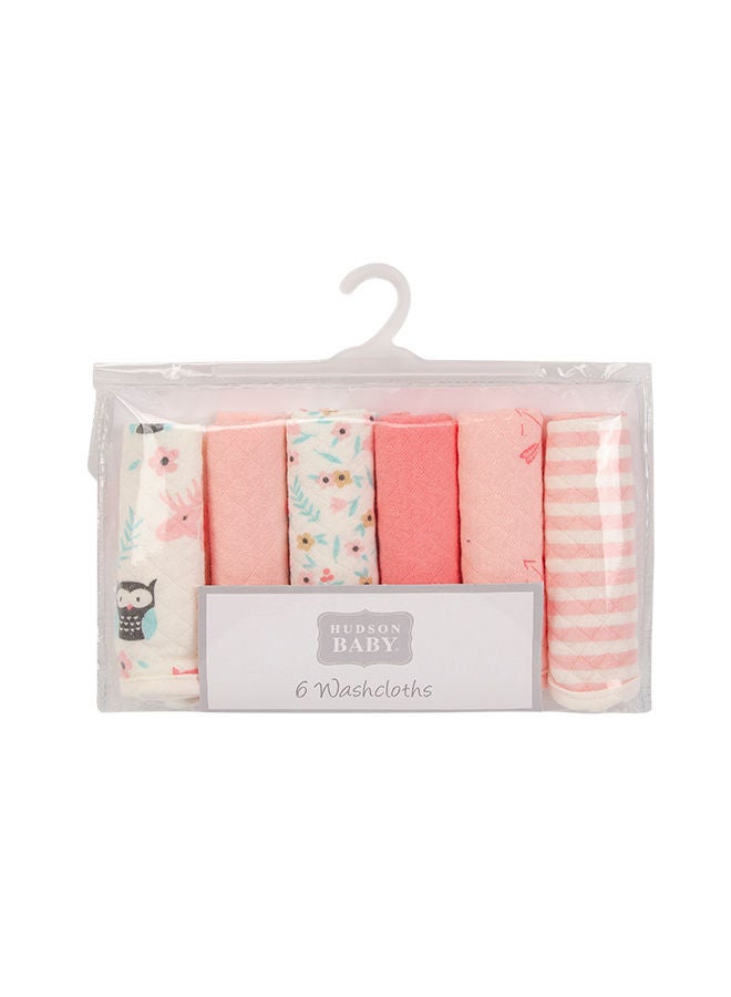 hudson baby مناشف غسيل مبطنة مكونة من 6 قطع بتصميم غابة الفتاة - Image 2