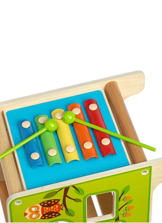 BAYBEE 5 In 1 Wooden Activity Cube For Kids Educational Baby Toy With Bead Maze Shape Color Sorter Xylophone For Toddlers Montessori Learning Preschool Activity Cube Toys For Boys Girls 1+Years  - Image 5