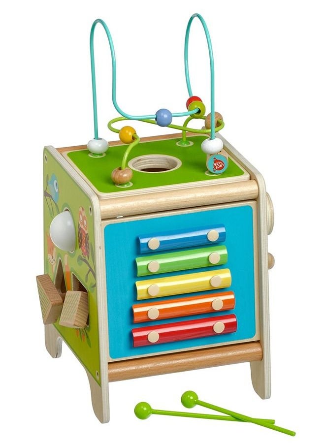 BAYBEE 5 In 1 Wooden Activity Cube For Kids Educational Baby Toy With Bead Maze Shape Color Sorter Xylophone For Toddlers Montessori Learning Preschool Activity Cube Toys For Boys Girls 1+Years  - Image 4