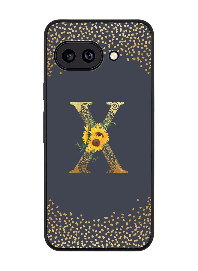 Stylizedd For Google Pixel 9a Case,Slim fit Camera Protection, Shockproof Thin Phone cover  - Custom Floral Monogram - X  (Grey )