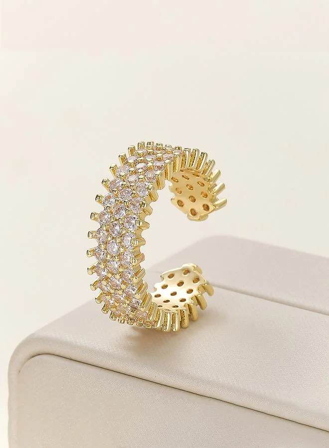 Gold Tone Embellished Cuff Ring