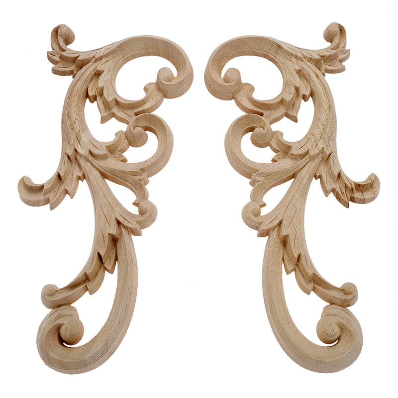 MUXSAM 2-Pair Clear Carved Wood Appliques Onlay  24x12cm/9.45x4.72inch  Door Decorative Excellent Funiture Decal Sticker for Cabinet Drawer Window Dresser - Image 4