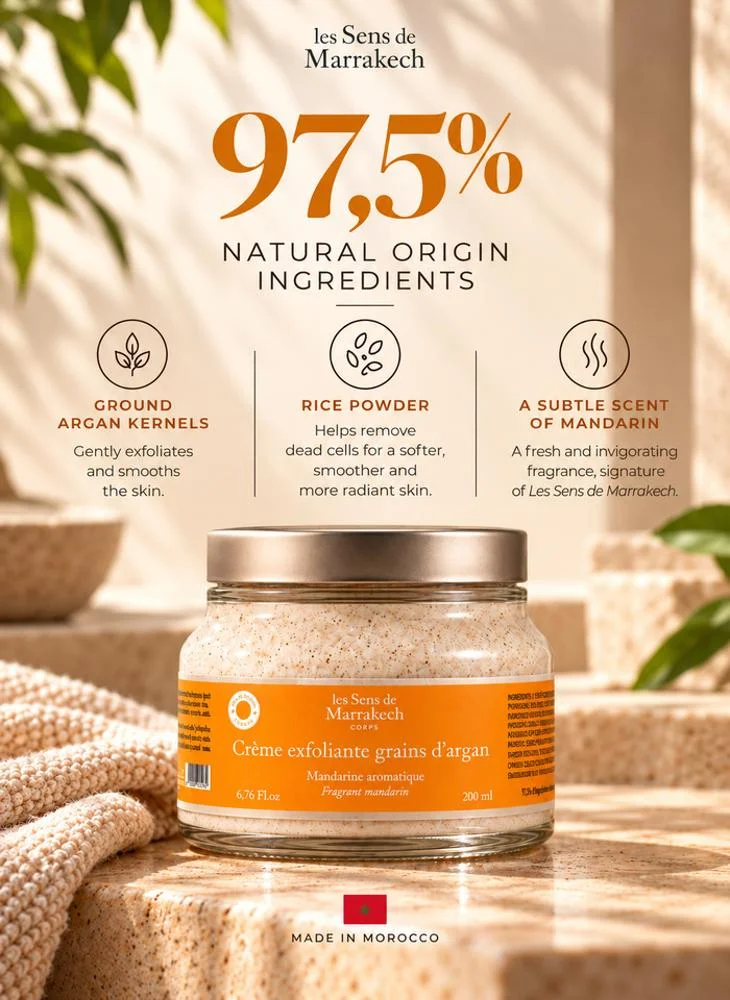 Les Sens De Marrakech  Exfoliating Cream Argan Seeds Mandarin 200 ml  | Best Price UAE