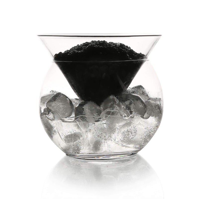 DUEBEL Glass Caviar Chiller Server Set Plus 2 pcs. x Mother of Pearl Caviar Spoon 3.15" â€“ Universal Martini, Wine, Liquor Cocktail Chiller - Image 5