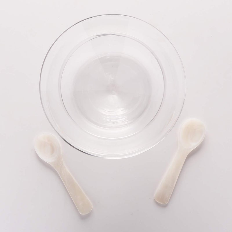 DUEBEL Glass Caviar Chiller Server Set Plus 2 pcs. x Mother of Pearl Caviar Spoon 3.15" â€“ Universal Martini, Wine, Liquor Cocktail Chiller - Image 2