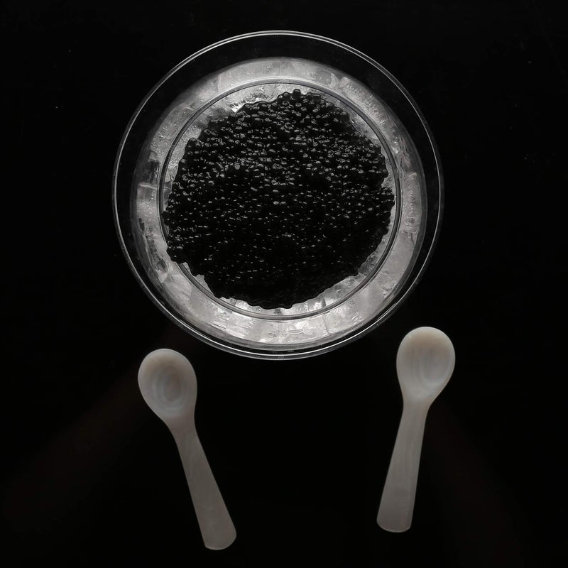 DUEBEL Glass Caviar Chiller Server Set Plus 2 pcs. x Mother of Pearl Caviar Spoon 3.15" â€“ Universal Martini, Wine, Liquor Cocktail Chiller - Image 4