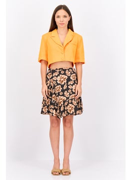 Y.A.S Women Floral Print Mini Skirt, Black  - Image 3