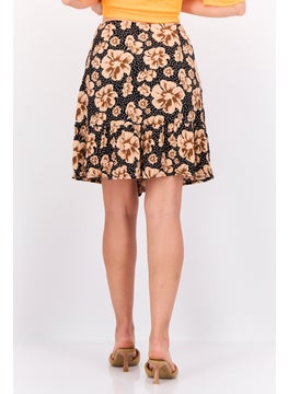 Y.A.S Women Floral Print Mini Skirt, Black  - Image 4