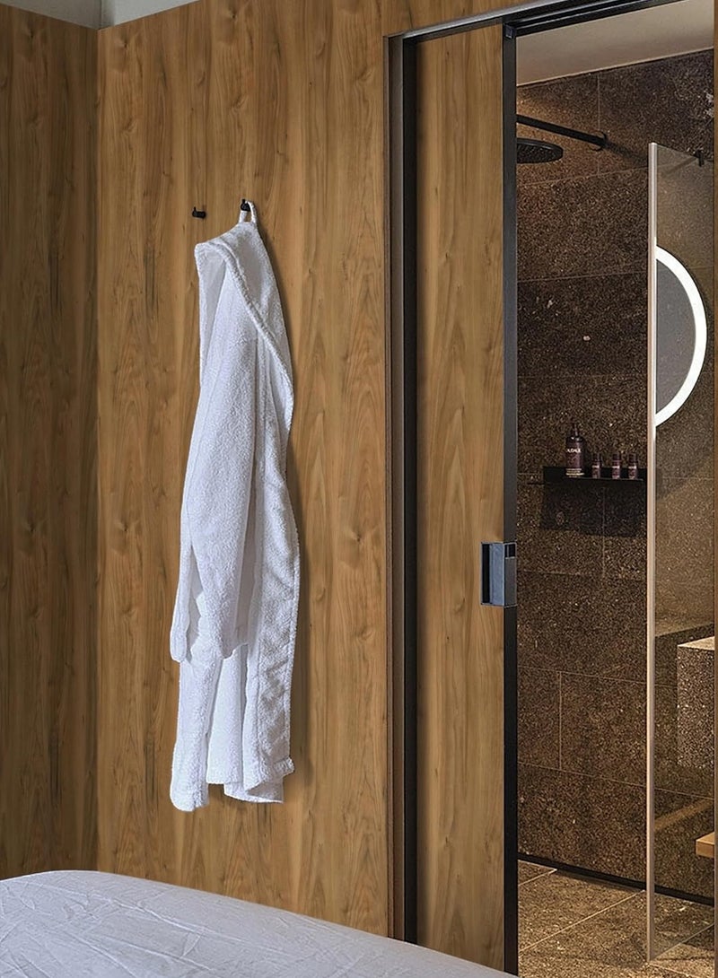 آنا ورق جدران لاصق بتصميم خشبي مزيف مقاوم للماء والرطوبة والزيت، بحجم 45 سم × 2 م، مثالي لتجديد المنزل - Image 3