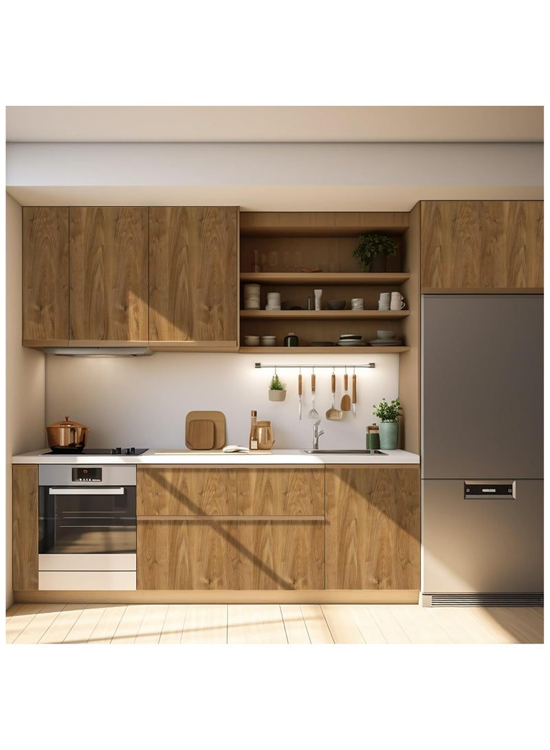 آنا ورق جدران لاصق بتصميم خشبي مزيف مقاوم للماء والرطوبة والزيت، بحجم 45 سم × 2 م، مثالي لتجديد المنزل - Image 4