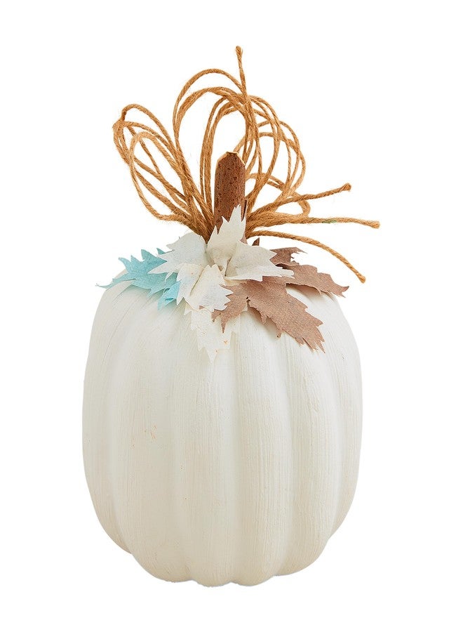 Mud Pie Pastel Pumpkin Sitter, White, 7 1/4" x 5 1/2" Dia - Image 1
