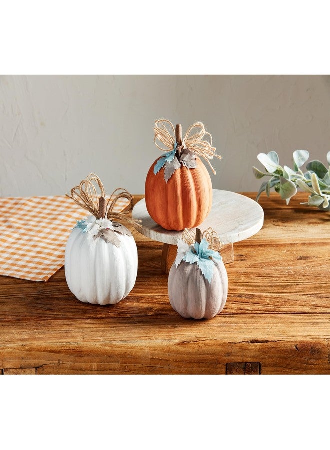 Mud Pie Pastel Pumpkin Sitter, White, 7 1/4" x 5 1/2" Dia - Image 2