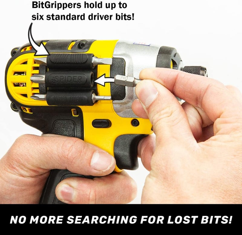 SPIDER Tool Holster - BitGripper v2 - Pack of Four - High Strength 3M Adhesive Drill add-on for Easy Access to six Driver bits on The Side of Your Power Drill or Driver! - Image 5