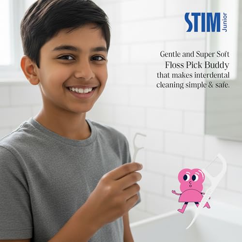 STIM Junior Kids Toothbrush | Soft bristles | 10 to 15 Years | Perfectly sized brush with thumb grip & tongue scraper | For Independent brushing | (Pack of 3) - Image 4