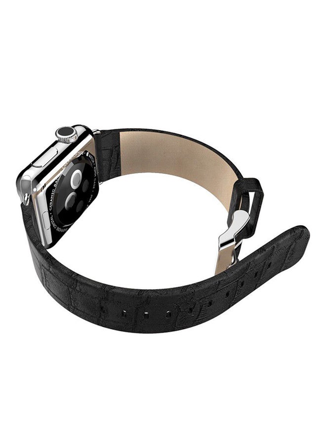 Ozone Leather Replacement Strap For Apple Watch Series 3/2/1 Black - Image 2