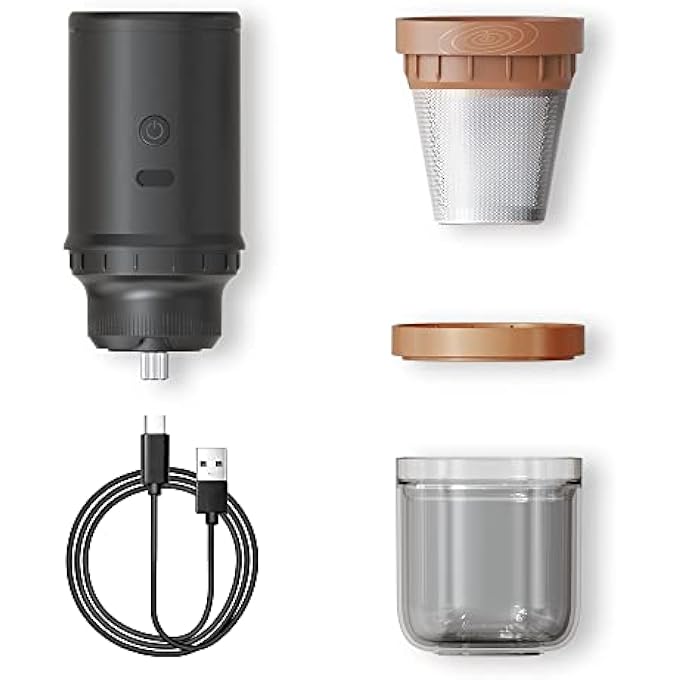 Eacam Electric Burr Coffee Grinder 25 Gears Adjustable 24W Portable Usb Rechargeable Burr Mill Coffee Bean Grinder With Stainless Steel Core Cleaning Brush For Espresso French Press Drip Coffee - Image 4