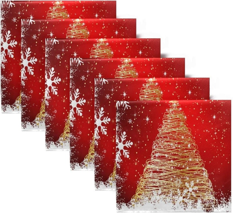 Bolaz 6 Packs Cloth NapkinsWashable Dinner Napkins Sparkle Christmas Tree Great for Weddings Parties Holiday Dinner 20in x 20in - Image 1