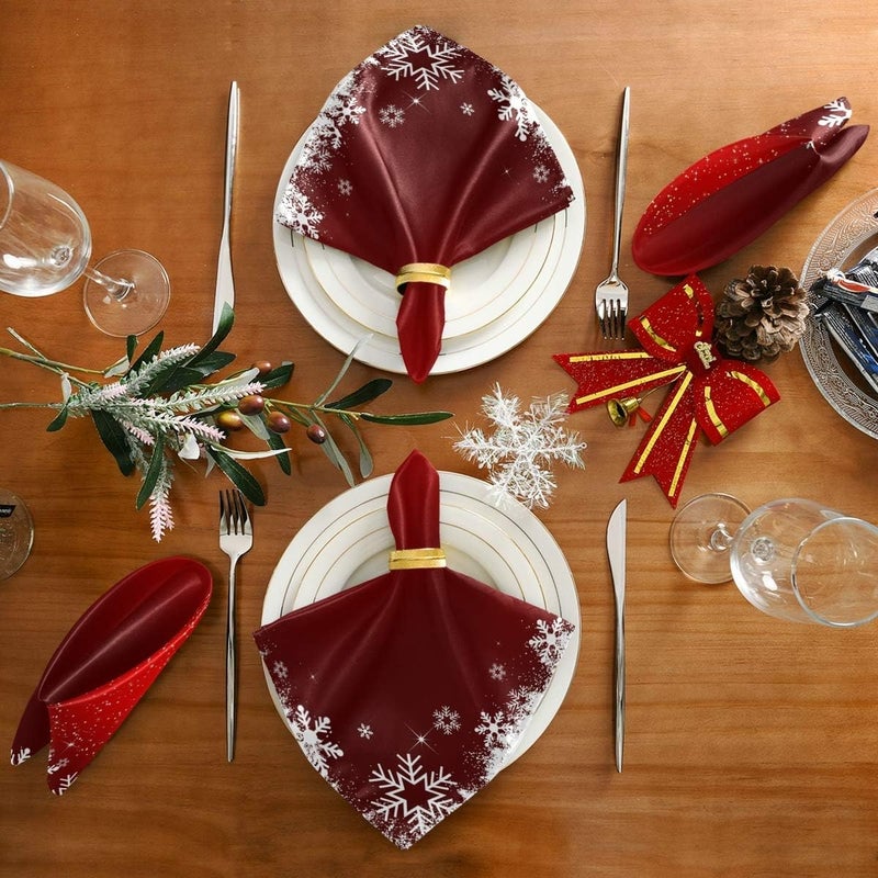 Bolaz 6 Packs Cloth NapkinsWashable Dinner Napkins Sparkle Christmas Tree Great for Weddings Parties Holiday Dinner 20in x 20in - Image 4