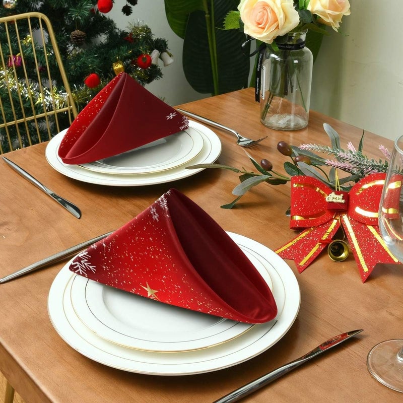 Bolaz 6 Packs Cloth NapkinsWashable Dinner Napkins Sparkle Christmas Tree Great for Weddings Parties Holiday Dinner 20in x 20in - Image 3