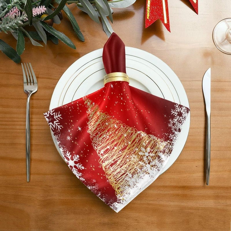 Bolaz 6 Packs Cloth NapkinsWashable Dinner Napkins Sparkle Christmas Tree Great for Weddings Parties Holiday Dinner 20in x 20in - Image 2