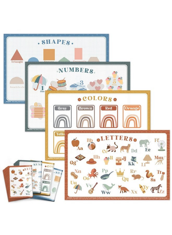 Babebay Disposable Placemats For Baby 40 Pack Sticky Toddler Placemat For Restaurants Dining Table Party Travel 12" X 18" Placemats With 4 Designs Fun And Learning Placemats For Kids  - Image 2