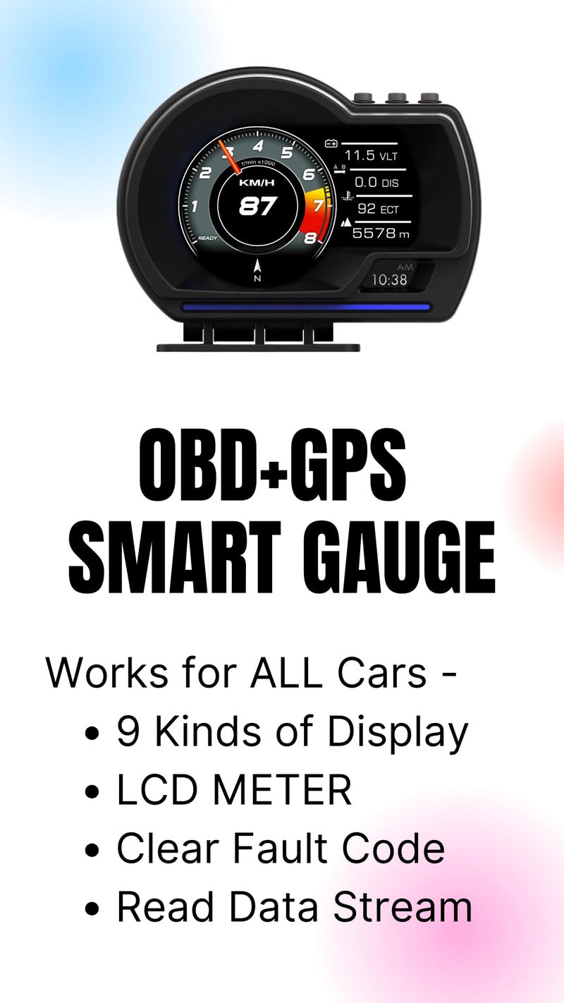 Techadro TA-H1 HUD OBD2 GPS Smart Gauge Speedometer – High-Resolution, No Delay Head-Up Display, 10 Interfaces, RPM, Fuel, Turbo, Temp Monitoring for Cars - Image 2
