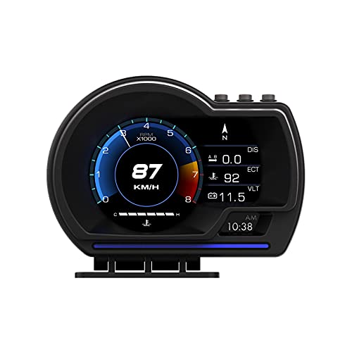 Techadro TA-H1 HUD OBD2 GPS Smart Gauge Speedometer – High-Resolution, No Delay Head-Up Display, 10 Interfaces, RPM, Fuel, Turbo, Temp Monitoring for Cars - Image 1