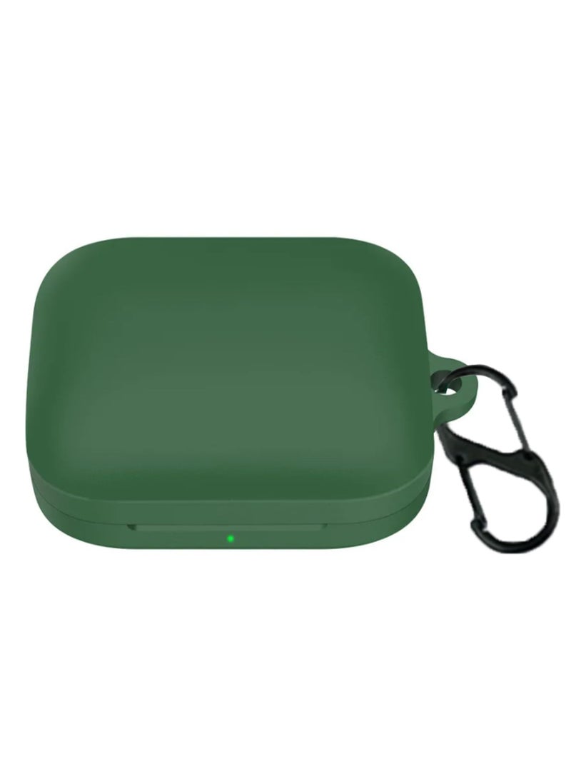 Compatible with OnePlus Buds 3 Case Cover Soft Silicone Shockproof Protective Skin Case for OnePlus Buds 2024 with Carabiner Front LED Visible (Green) - Image 1