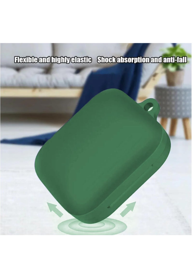 Compatible with OnePlus Buds 3 Case Cover Soft Silicone Shockproof Protective Skin Case for OnePlus Buds 2024 with Carabiner Front LED Visible (Green) - Image 5