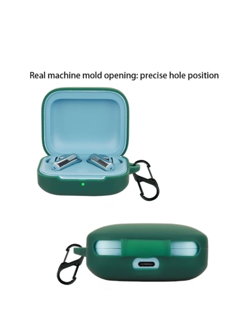 Compatible with OnePlus Buds 3 Case Cover Soft Silicone Shockproof Protective Skin Case for OnePlus Buds 2024 with Carabiner Front LED Visible (Green) - Image 3