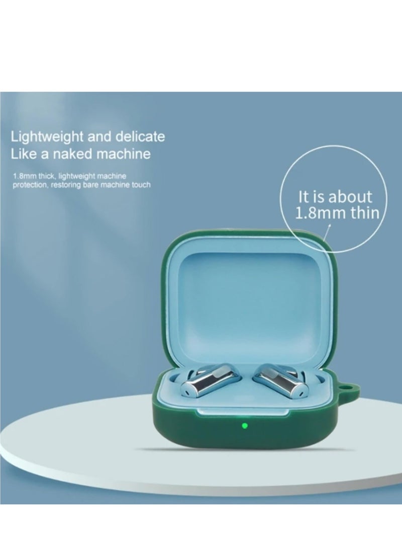 Compatible with OnePlus Buds 3 Case Cover Soft Silicone Shockproof Protective Skin Case for OnePlus Buds 2024 with Carabiner Front LED Visible (Green) - Image 4