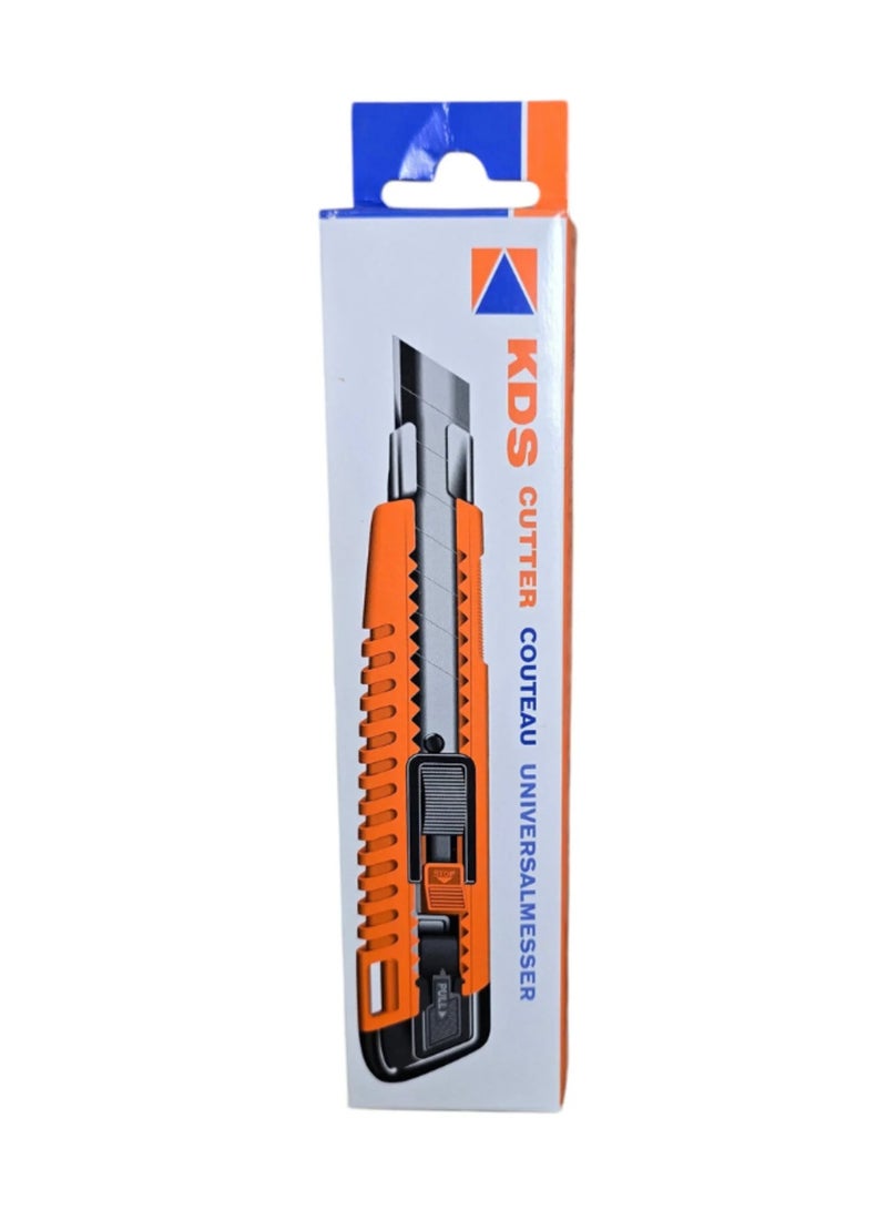 KDS LC-405 18mm Cutter Knife Pack of 2 LC-405 18mm Utility Cutter Knife Pack of 2 | One-Hand Safety Lock | Heavy Duty Snap-Off Blade | Orange Handle | Made in Japan - Image 1