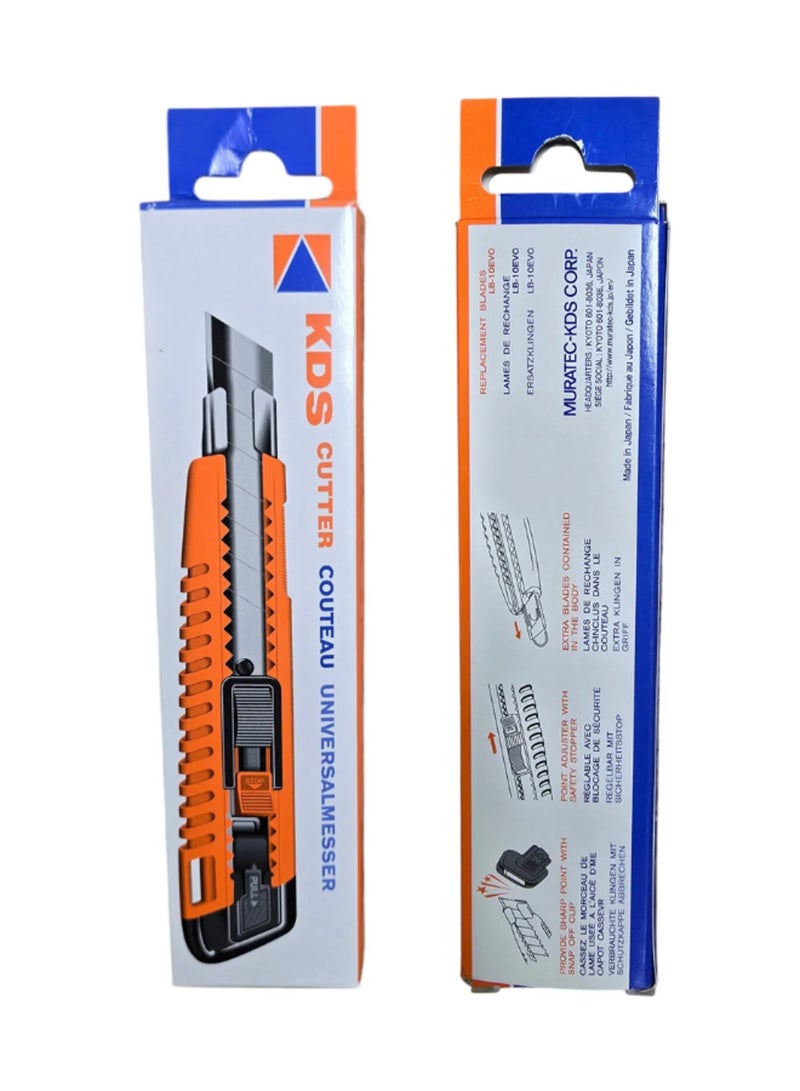 KDS LC-405 18mm Cutter Knife Pack of 2 LC-405 18mm Utility Cutter Knife Pack of 2 | One-Hand Safety Lock | Heavy Duty Snap-Off Blade | Orange Handle | Made in Japan - Image 4