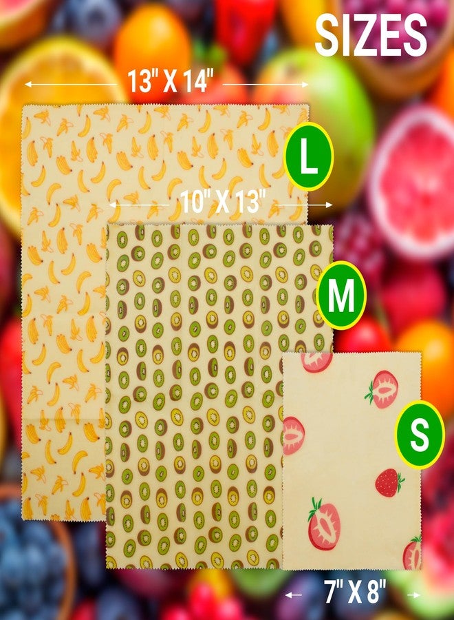 EZGOODZ Reusable Soy Wax Wrap S, M, L. Pack of 3 Soy Wax Food Wraps. Washable Reusable Wax Food Wrap with Fruit Print. Organic Soy Wax Paper Food Wrap for Sandwiches. Wax Wraps for Food Reusable - Image 4