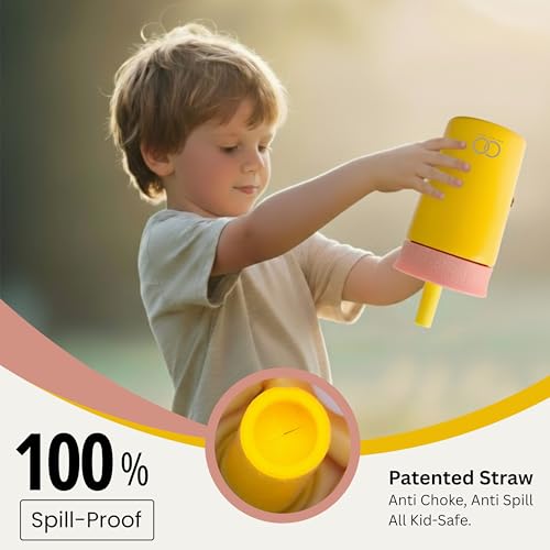 ONE AND ONLY Steel Tumbler with Lid and Straw Spill Proof Yellow 350 ML Sipper Bottle for School Kids and Preschool Toddlers, Coffee Mug for Office - Image 5