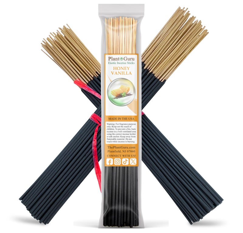 Plant Guru Honey Vanilla Incense Sticks 11  1 Bundle 85 to 100 Sticks  Smooth and Clean Long Burn Time 45 to 60 Minutes 