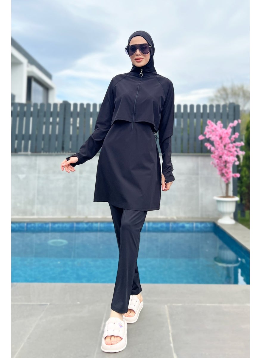 Remsa Mayo Remsa Swimsuit Remsa Black Full Covered Swim Hijab Swimsuit R003 Nurhan  - Image 3