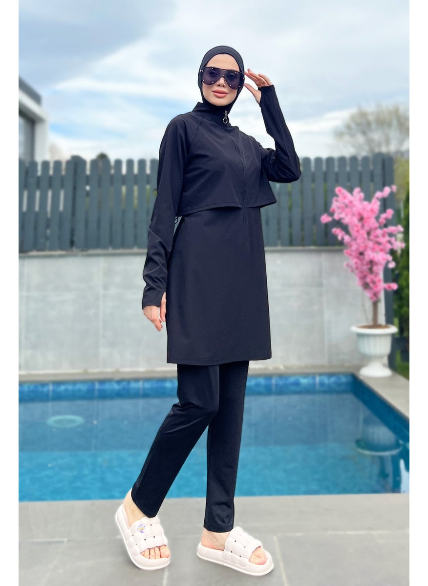 Remsa Mayo Remsa Swimsuit Remsa Black Full Covered Swim Hijab Swimsuit R003 Nurhan  - Image 4