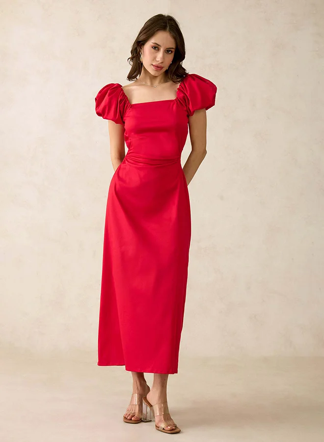 فيرجيو VIRGIO Cotton Stretch Back Cutout Maxi Dress