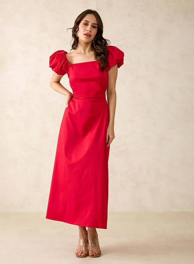 فيرجيو VIRGIO Cotton Stretch Back Cutout Maxi Dress