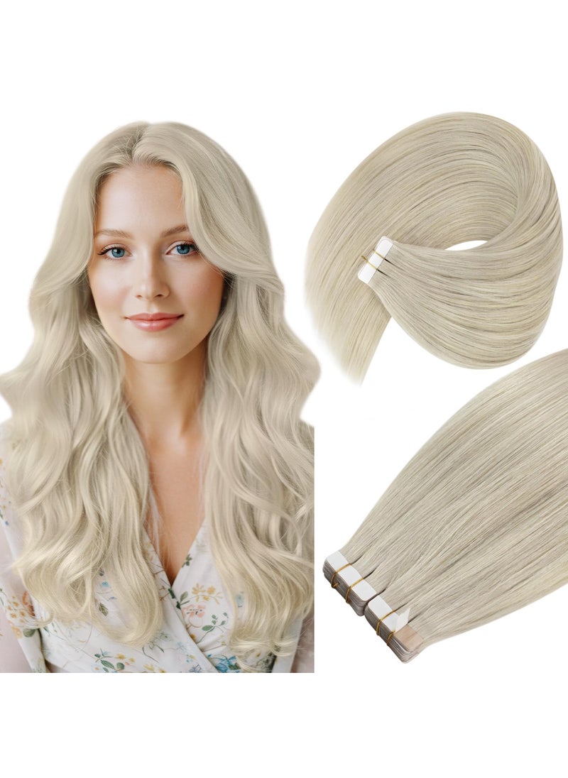 Ve Sunny VeSunny Platinum Blonde Tape in Extensions Human Hair Skin Weft Hair Extensions Seamless Tape in Hair Extensions Blonde 16inch Hair Extensions Tape in Blonde 20pcs 50g 